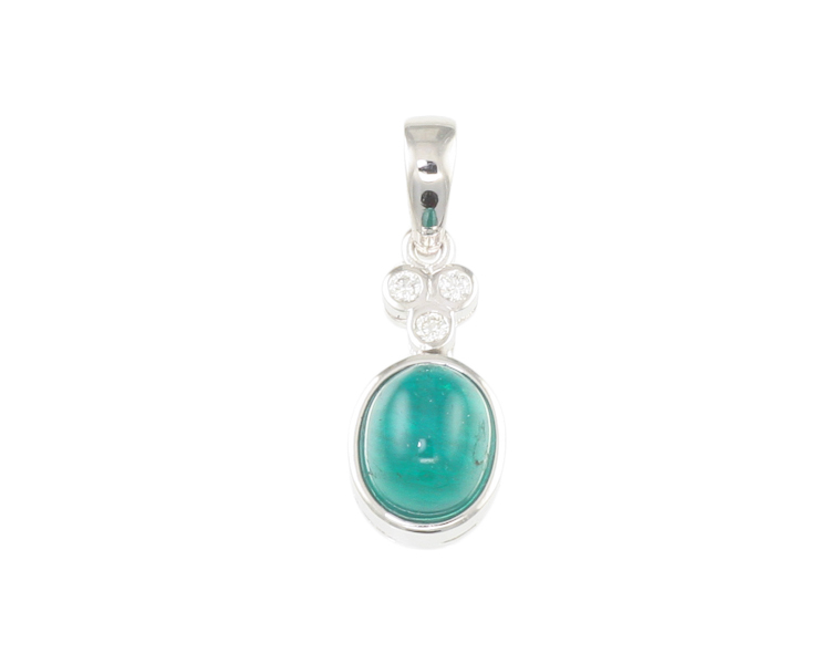 Emerald and diamond pendant - Click Image to Close