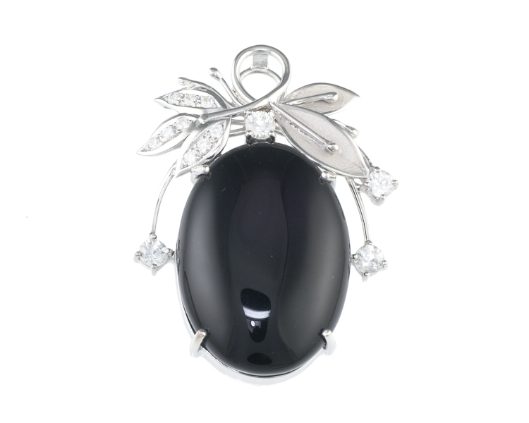 Onyx, zircon and cubic zirconia pendant - Click Image to Close