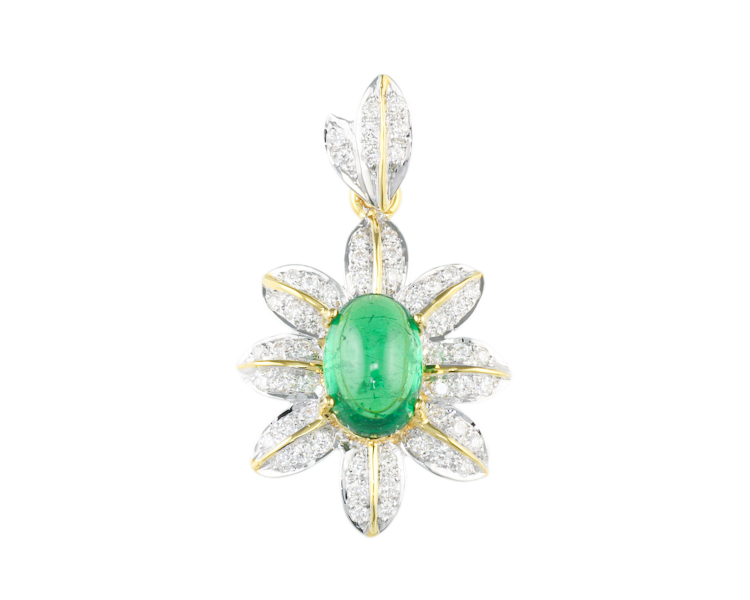 Tsavorite garnet and diamond pendant - Click Image to Close