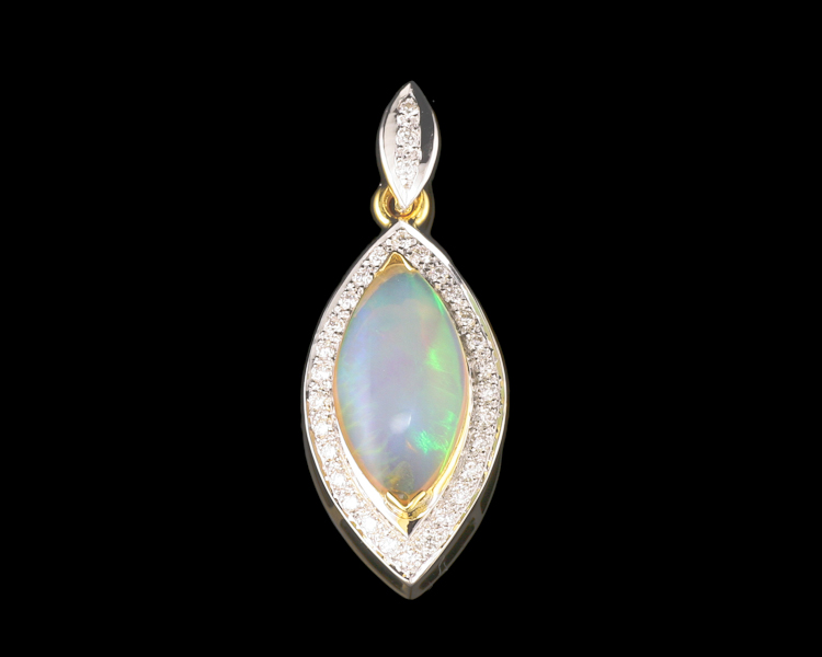 Opal and diamond pendant - Click Image to Close