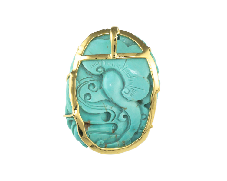Turquoise carving pendant - Click Image to Close