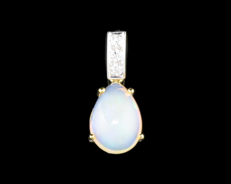 Opal and diamond pendant - Click Image to Close