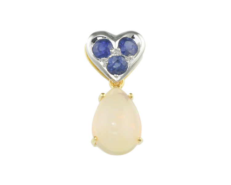 Opal and blue sapphire pendant - Click Image to Close