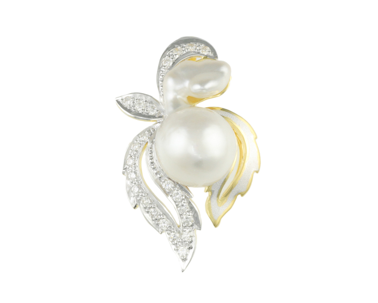 South sea pearl and diamond pendant - Click Image to Close