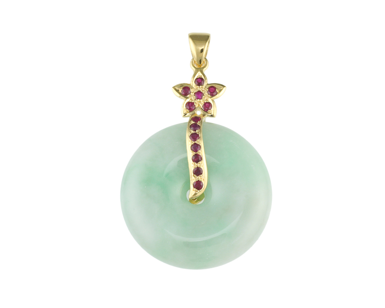 Jade and ruby pendant - Click Image to Close