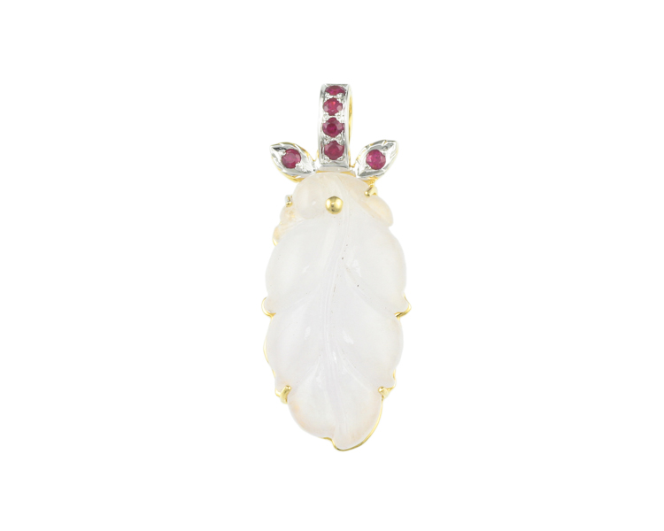 Jadeite (type-A) carving and ruby pendant - Click Image to Close
