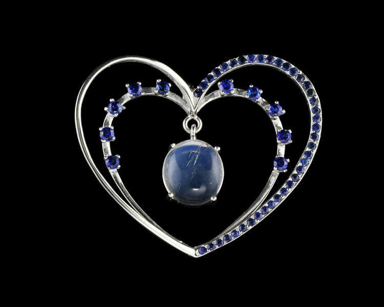 Moon stone and blue sapphire pendant - Click Image to Close