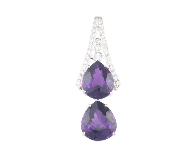 Amethyst and diamond pendant - Click Image to Close
