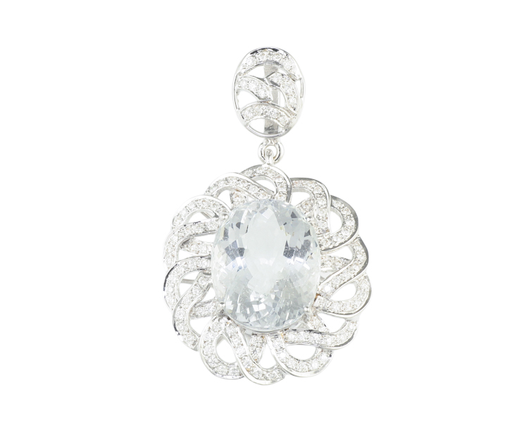 Aquamarine and diamond pendant - Click Image to Close