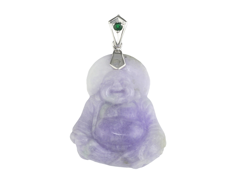 Jadeite (type-A) carving and garnet pendant - Click Image to Close