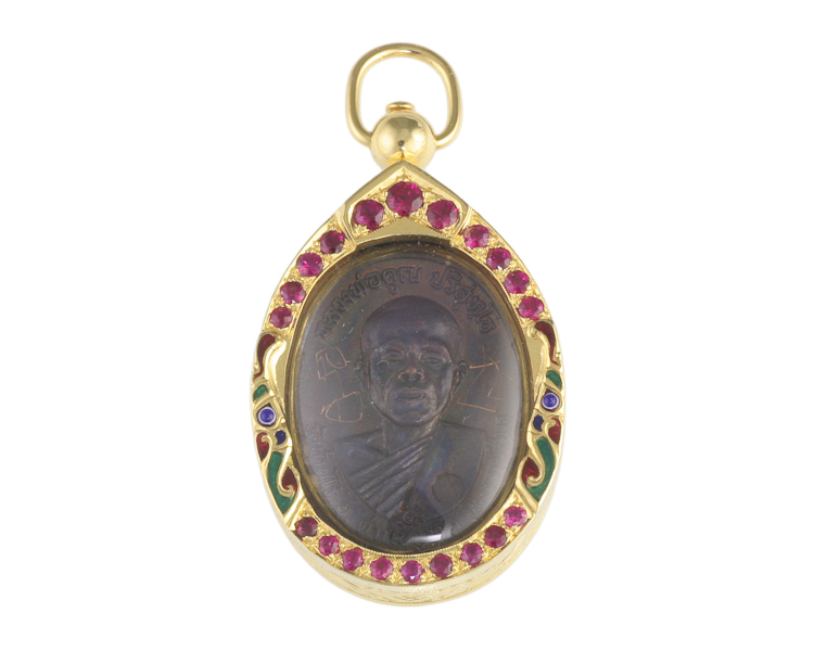 Buddha and ruby pendant - Click Image to Close