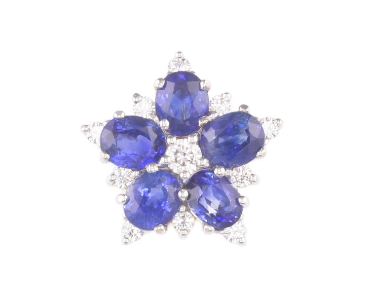 Blue sapphire and diamond pendant - Click Image to Close