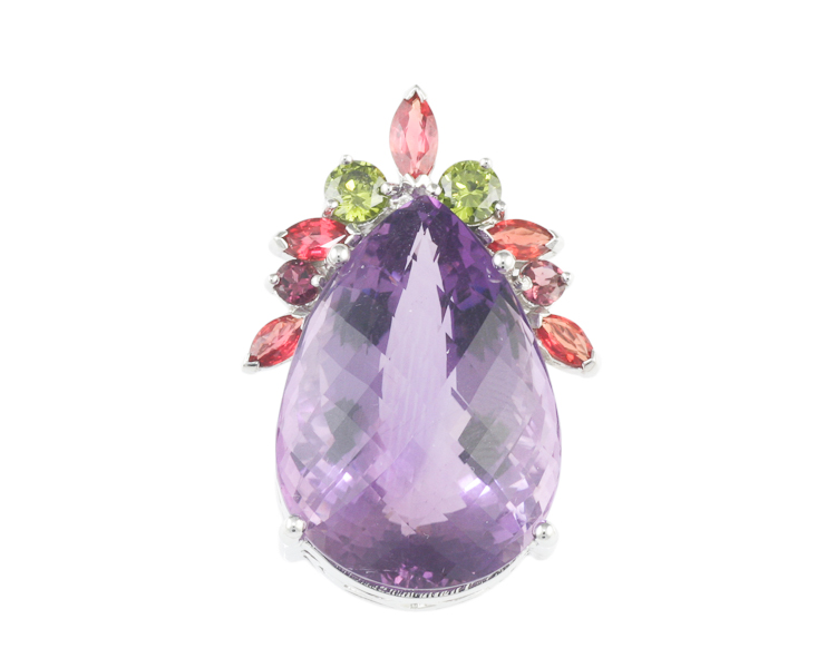 Amethyst and mixed gem stones pendant - Click Image to Close