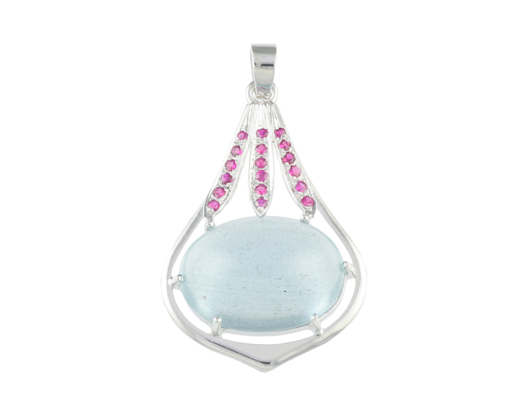 Aquamarine and ruby pendant - Click Image to Close