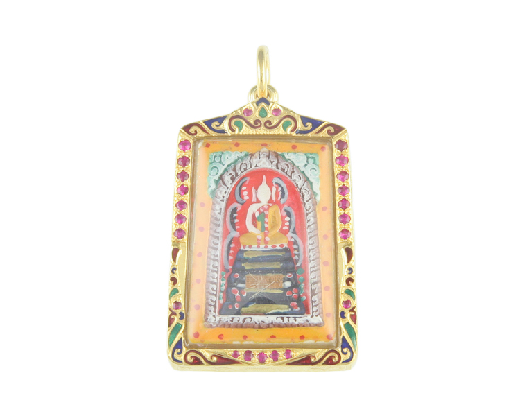 Buddha and ruby pendant - Click Image to Close