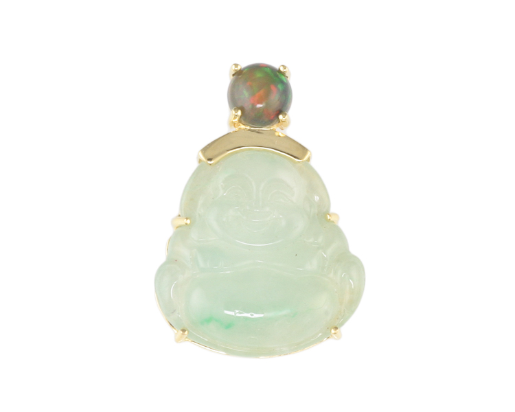 Jadeite (type-A) carving and opal pendant - Click Image to Close