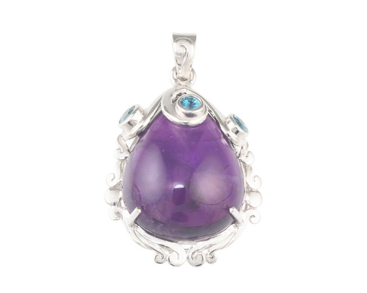 Amethyst and zircon pendant - Click Image to Close