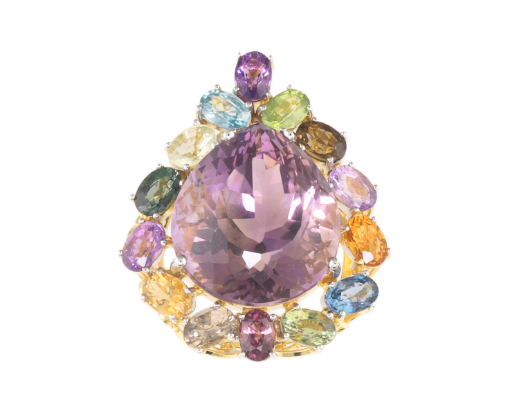 Ametrine and mixed gem stones pendant - Click Image to Close