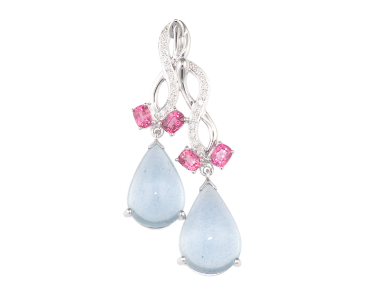 Aquamarine, spinel and diamond pendant - Click Image to Close