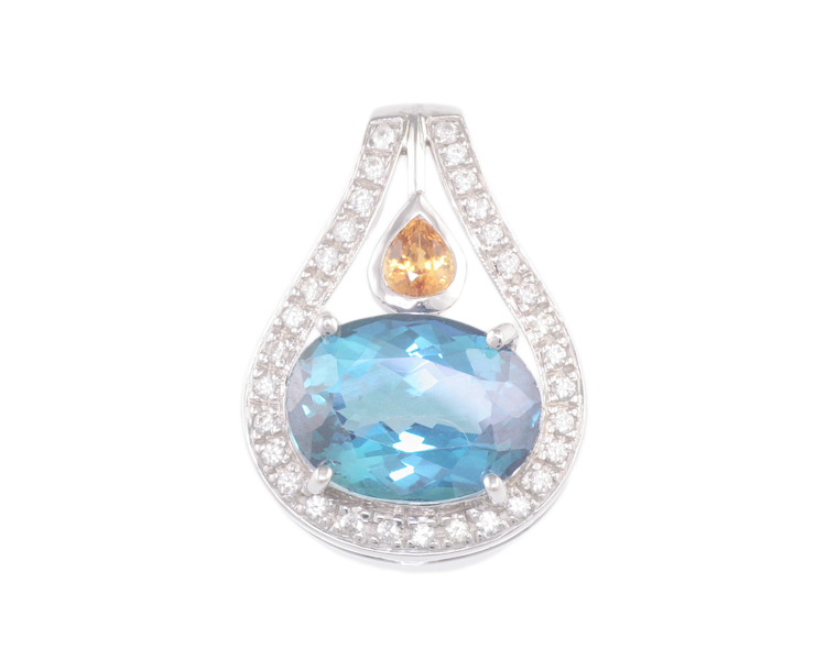 Topaz, sapphire and zircon pendant - Click Image to Close