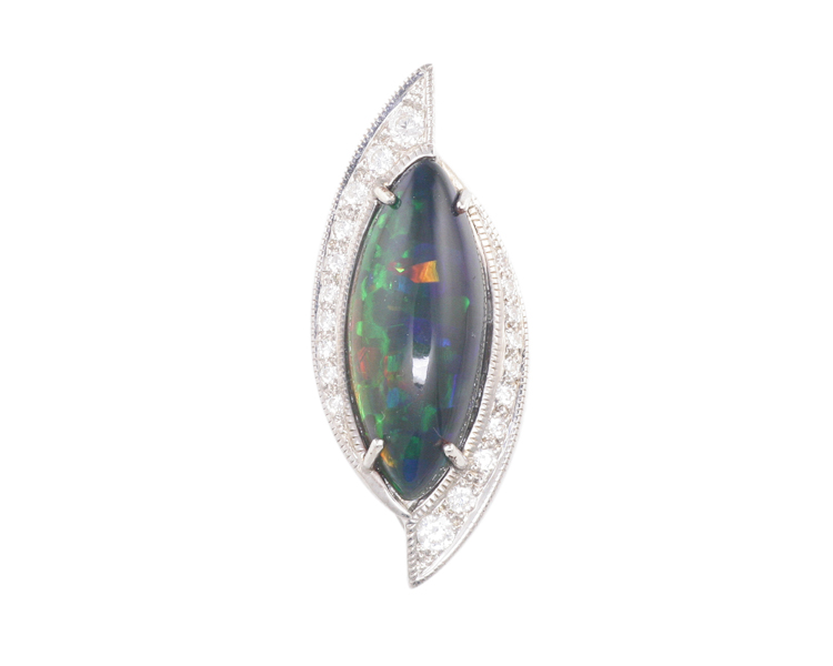 Opal and zircon pendant - Click Image to Close