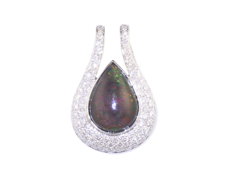 Opal and diamond pendant - Click Image to Close