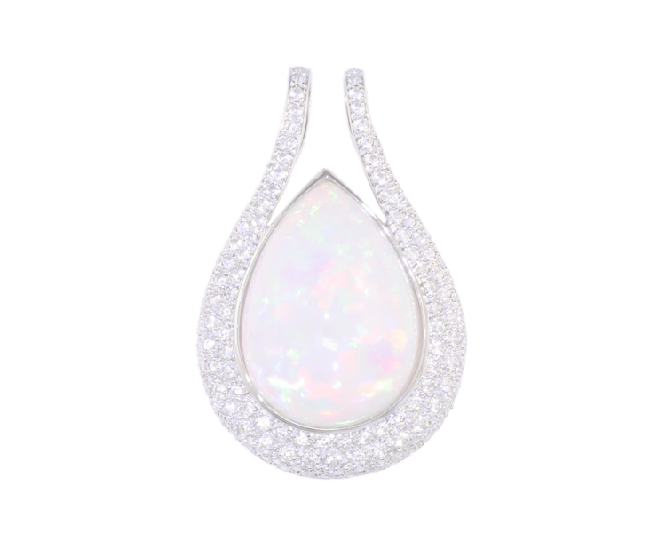 Opal and zircon pendant - Click Image to Close