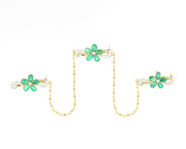 Emerald and diamond brouch - Click Image to Close