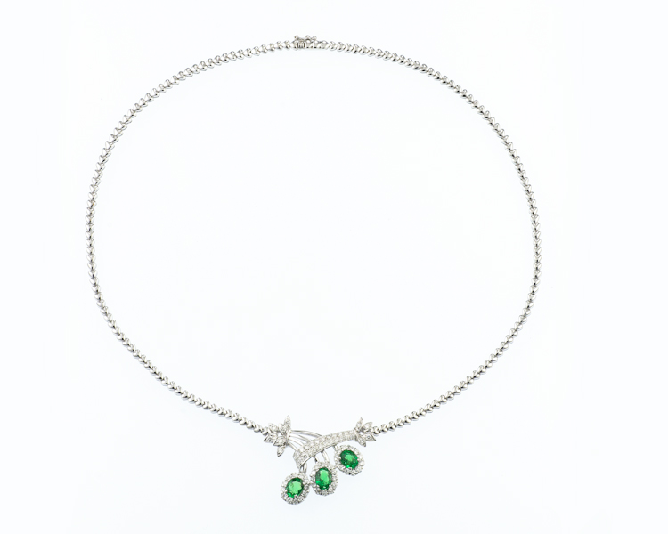 Tsavorite garnet and diamond necklace - Click Image to Close