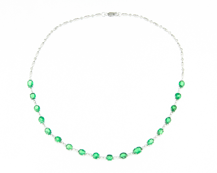 Tsavorite garnet and diamond necklace - Click Image to Close