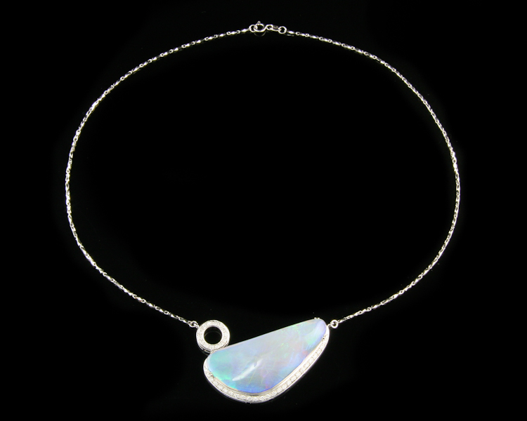 Opal and diamond necklace - Click Image to Close