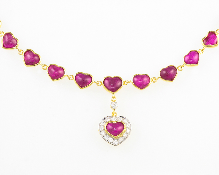 Ruby and diamond necklace - Click Image to Close