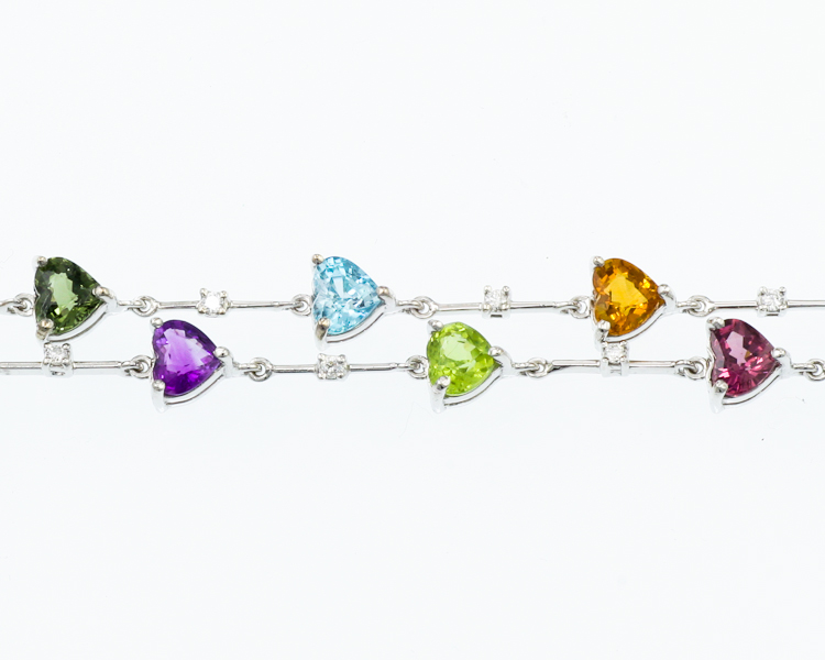 Mixed gem stones and diamond bracelet - Click Image to Close