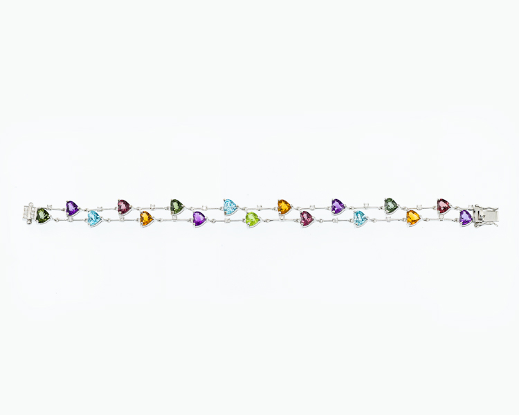 Mixed gem stones and diamond bracelet - Click Image to Close