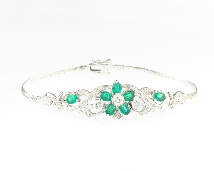 Emerald and diamond bracelet - Click Image to Close