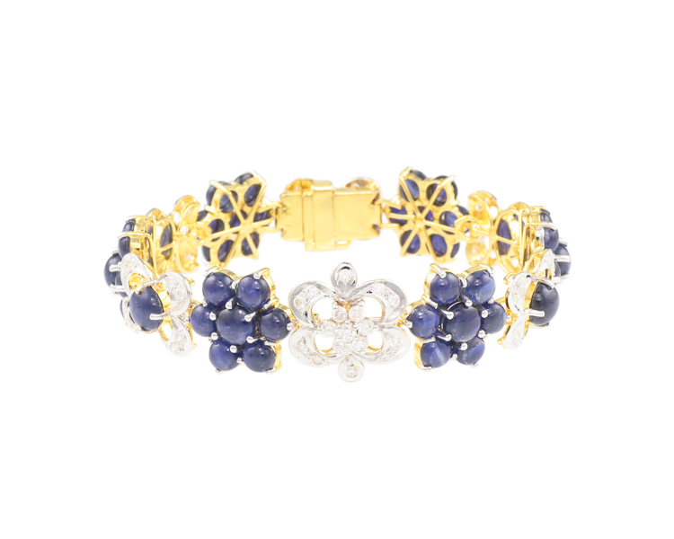 Blue sapphire and diamond bracelet - Click Image to Close