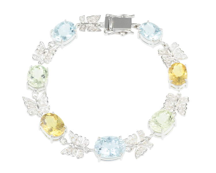 Aquamarine and diamond bracelet - Click Image to Close