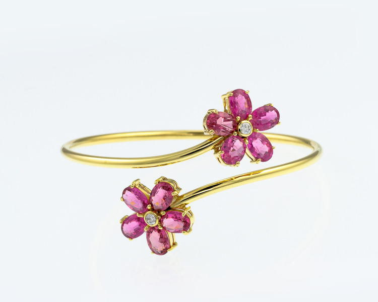 Rubellite and diamond bangle - Click Image to Close