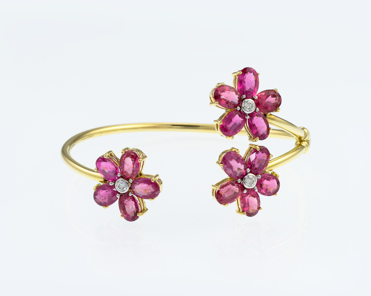 Rubellite and diamond bangle - Click Image to Close