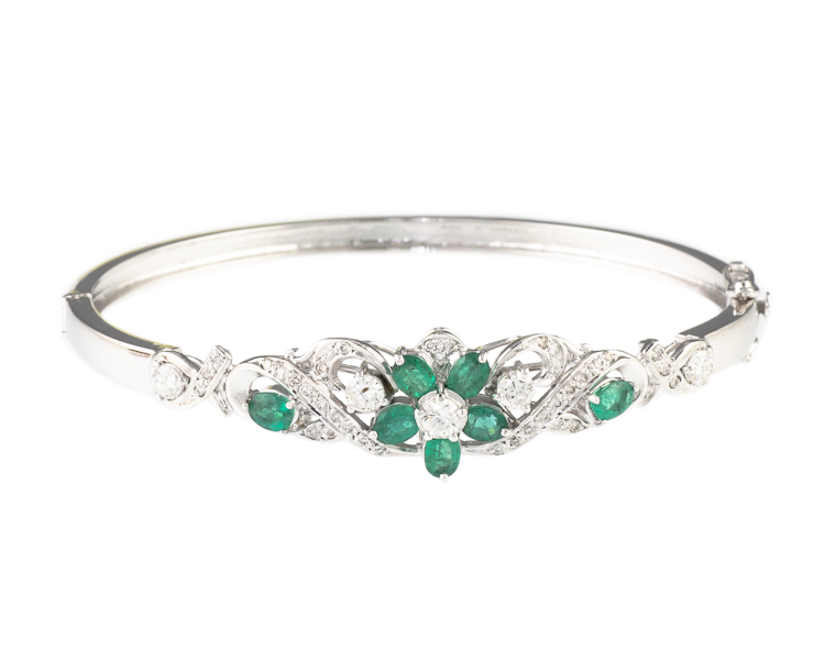 Emerald and diamond bangle - Click Image to Close