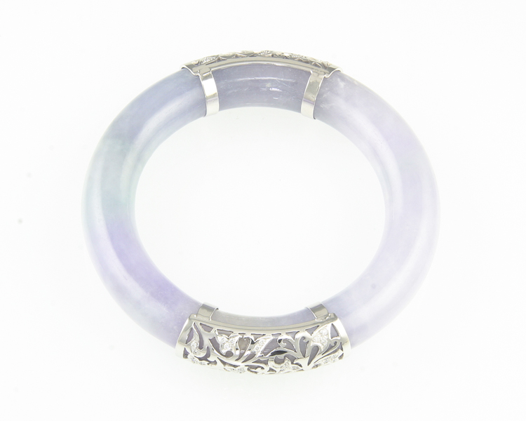 Jadeite (type-A) carving and diamond bangle - Click Image to Close