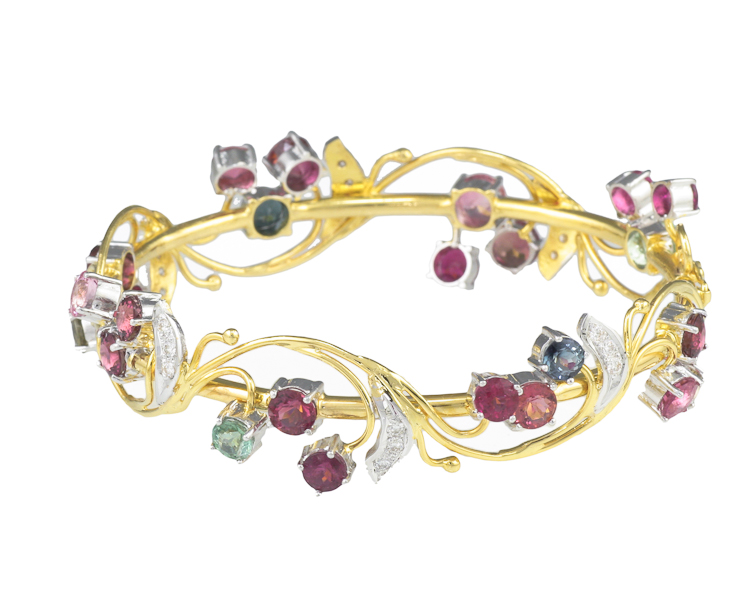 Tourmaline and diamond bangle - Click Image to Close