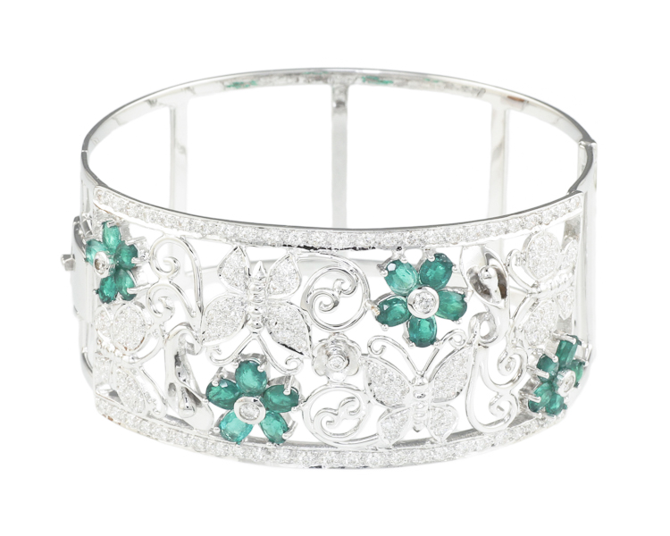 Emerald and diamond bangle - Click Image to Close