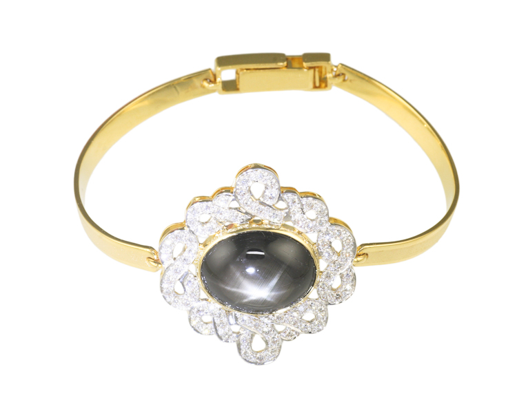 Star sapphire and diamond bangle - Click Image to Close