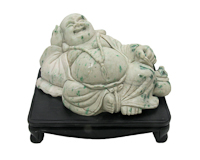 Jadeite (type-A) Budai statue on pedestal