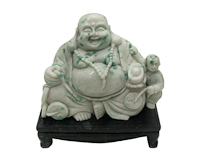 Jadeite (type-A) Budai statue on pedestal