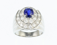 Blue sapphire and diamond ring