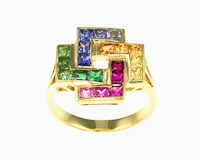 Mixed gem stones ring