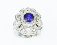 Blue sapphire and diamond ring