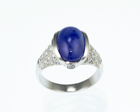 Blue sapphire and diamond ring